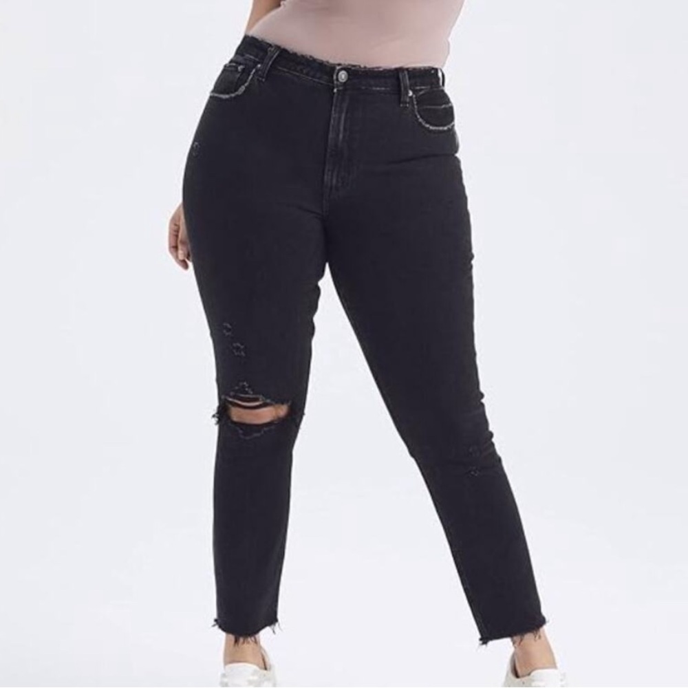 Abercrombie and Fitch Skinny High Rise Black Destroy Jeans 4S distressed crop